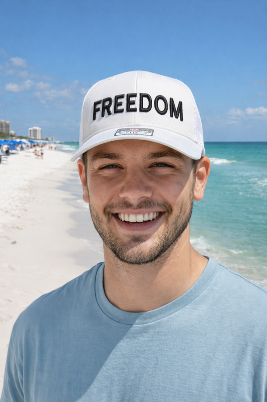 Richardson 112 White 3D puff FREEDOM Hat
