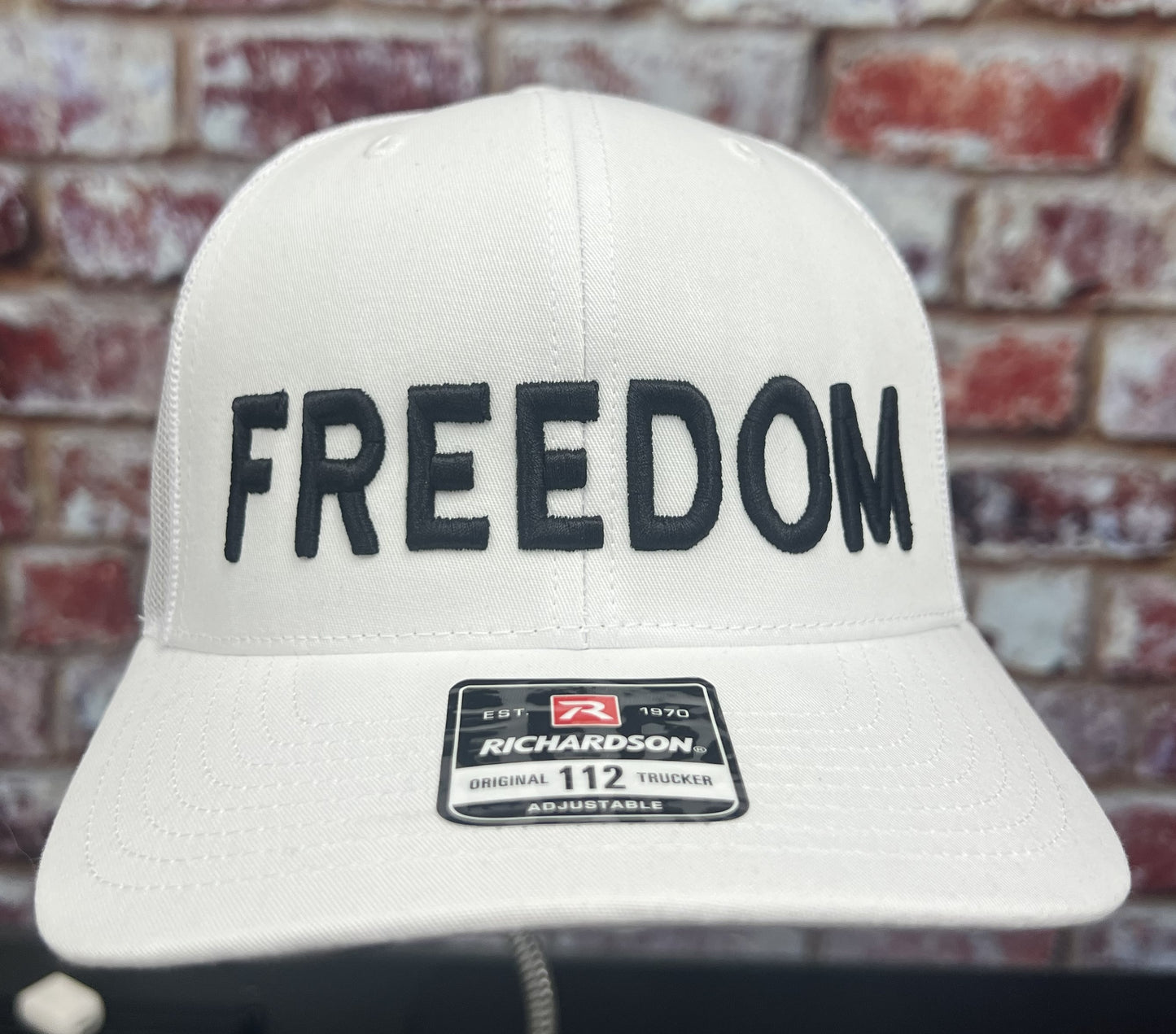 Richardson 112 White 3D puff FREEDOM Hat